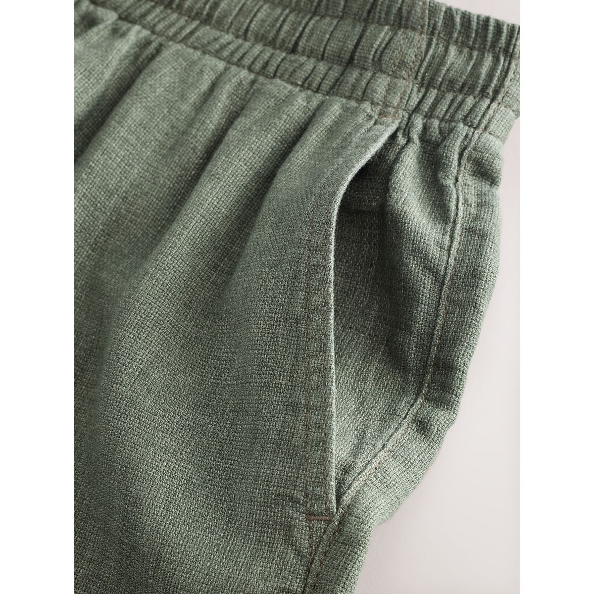 Short en lin épais avec taille à cordon vert, NEXT