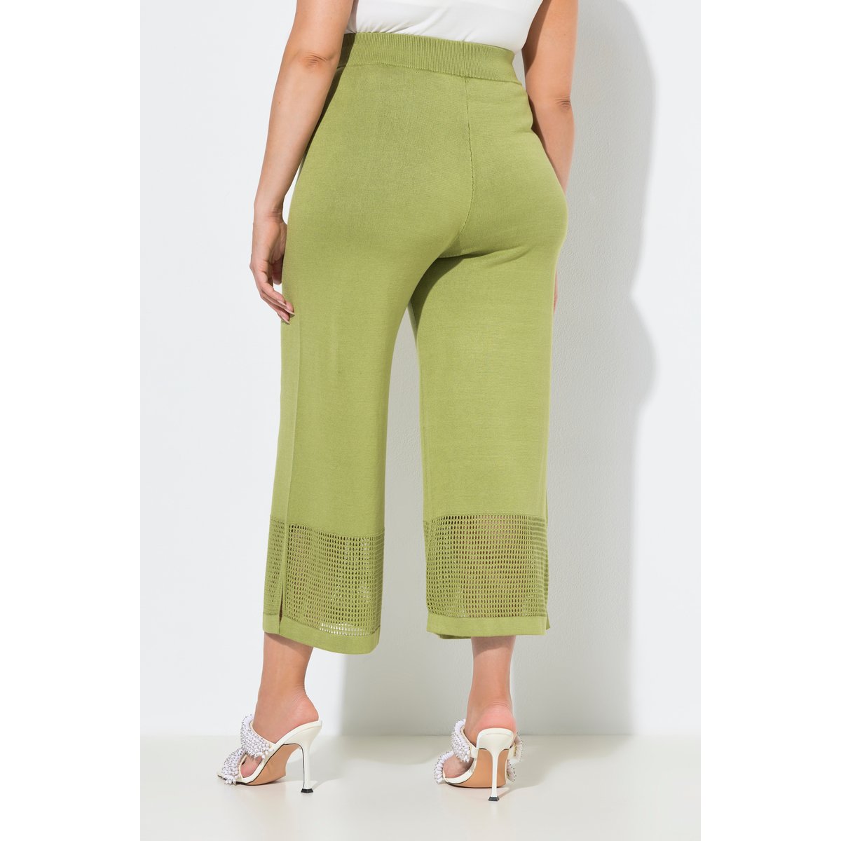 Pantalon en maille côtelée pistache, ULLA POPKEN