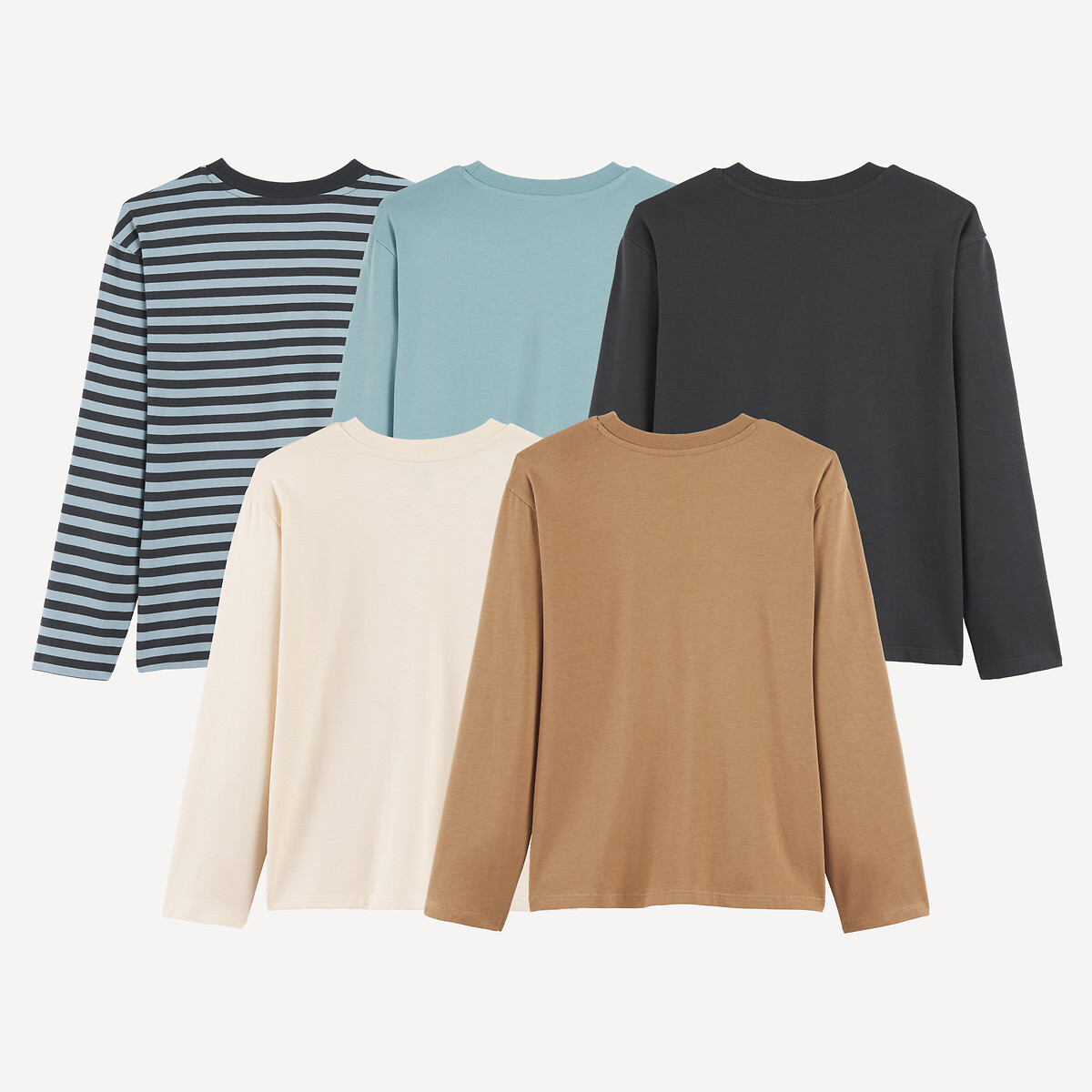 Lot de 5 T-shirts col rond, à manches longues, thème montagne multicolore, LA REDOUTE COLLECTIONS