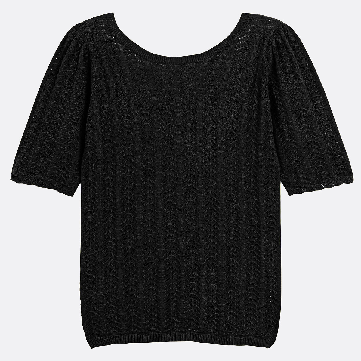 Crew Neck Jumper in Fine Knit black, LA REDOUTE COLLECTIONS