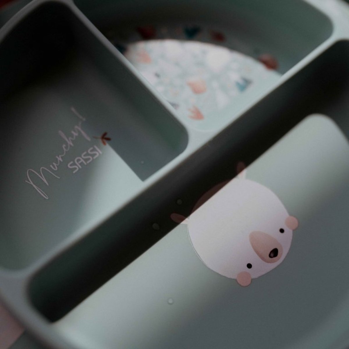 Assiette compartimentée en silicone avec ventouse ANIMAUX ANIMAUX menthe, SASSI
