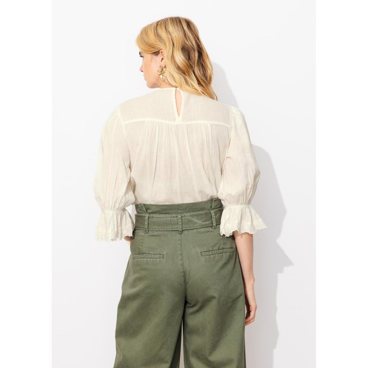 Blouse romantique brodée ecru, PROMOD