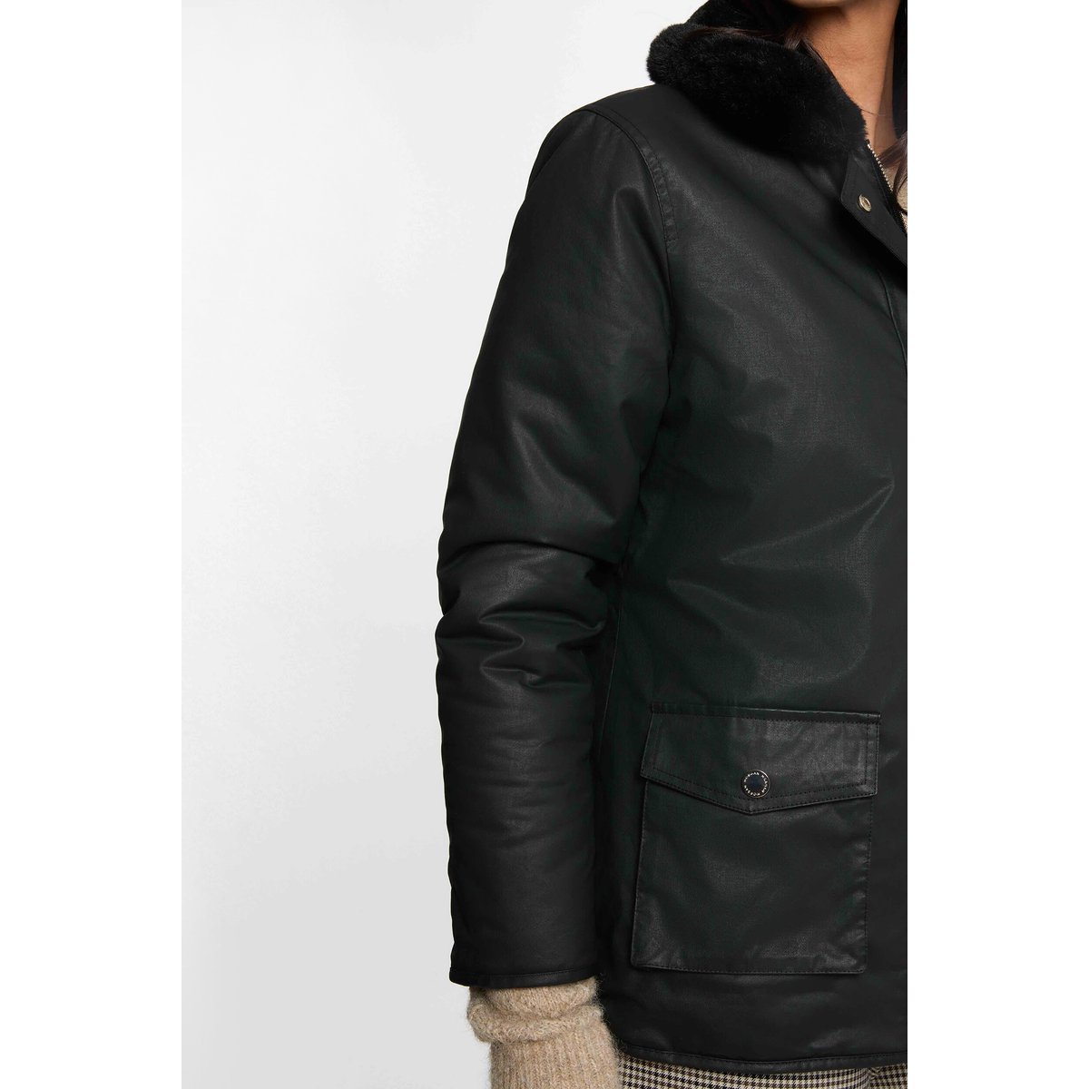 Parka enduite reversible noir, MORGAN