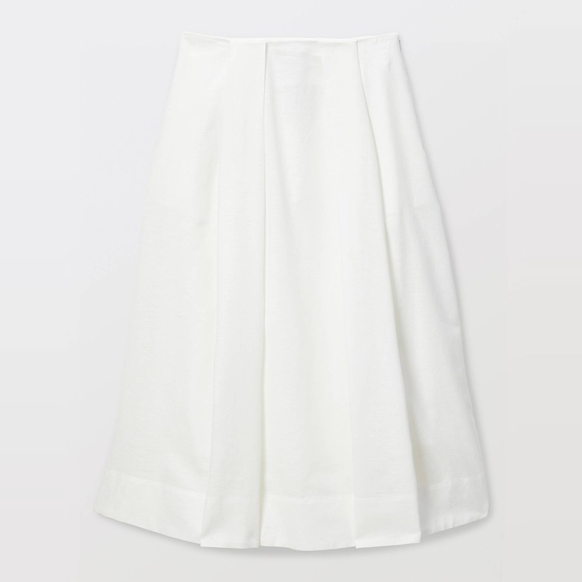Jupe midi unie contenant du lin blanc, MONOPRIX