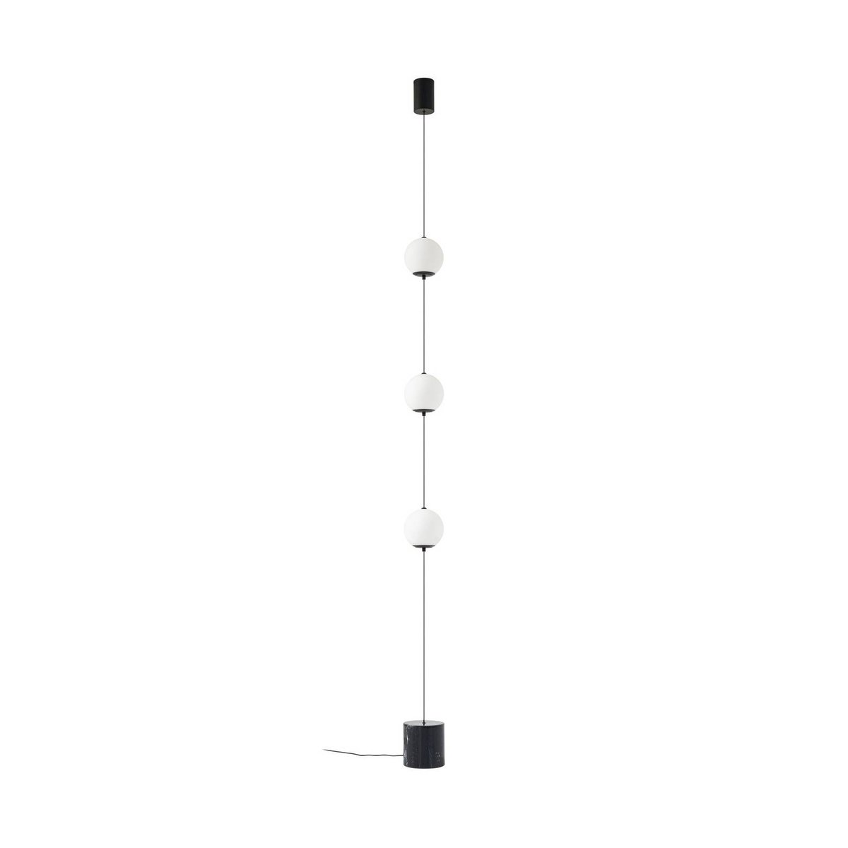 Lampadaire en verre moderneLED, Darrow noir, blanc, LUCANDE