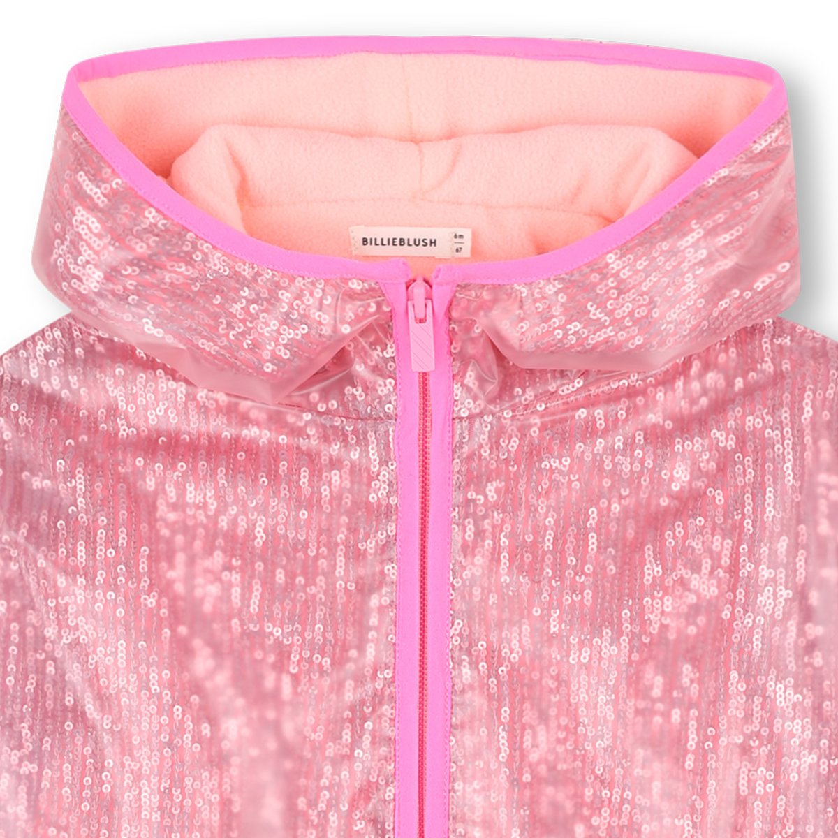 Ciré transparent ornée de sequins rose flash, BILLIEBLUSH