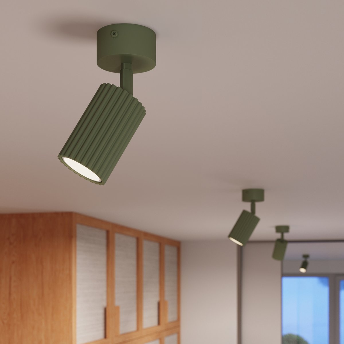Plafonnier Aluminium Vert Olive GU10 1 KARBON vert olive, EDEN