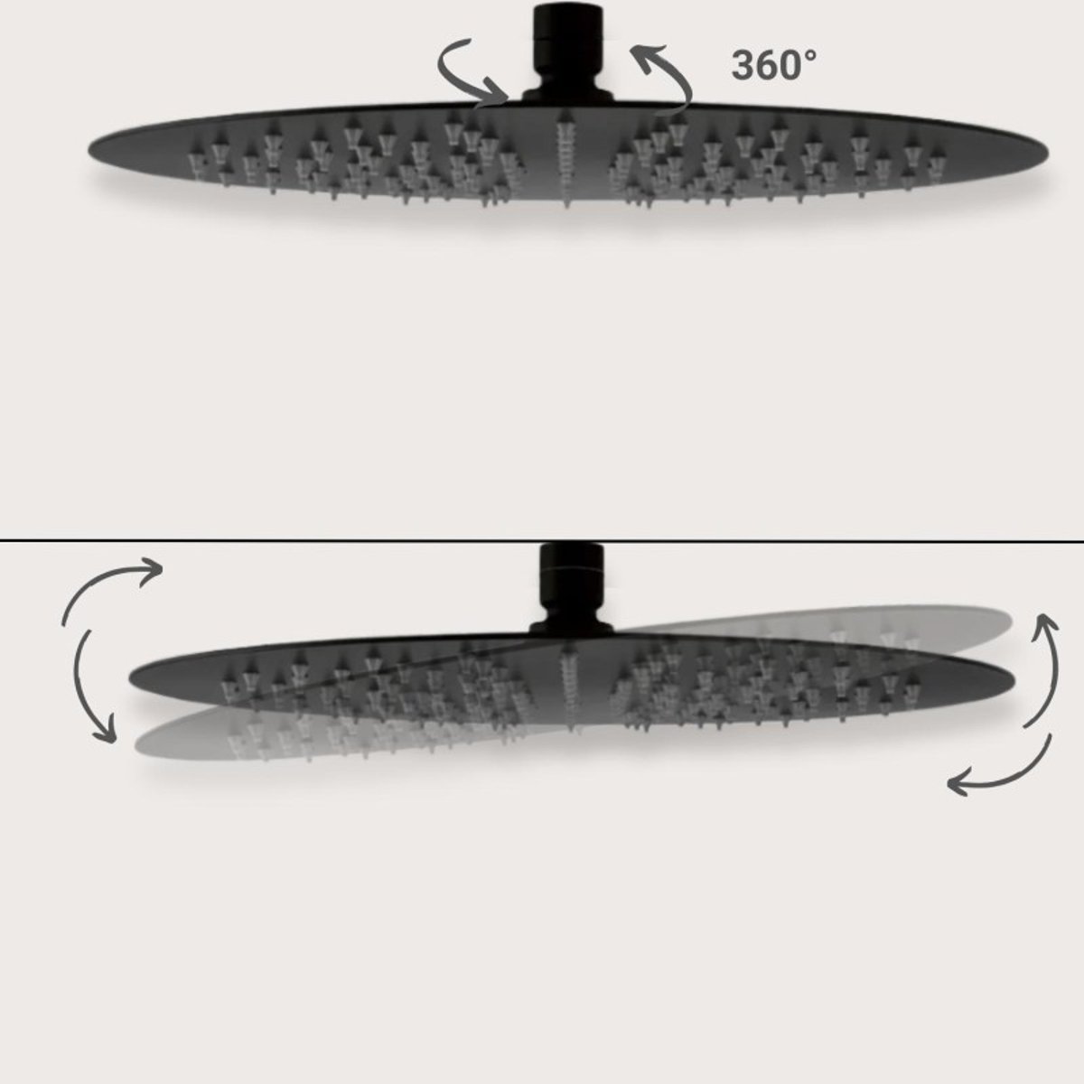 Tête de douche ronde en ABS noire NERA noir, MOB IN