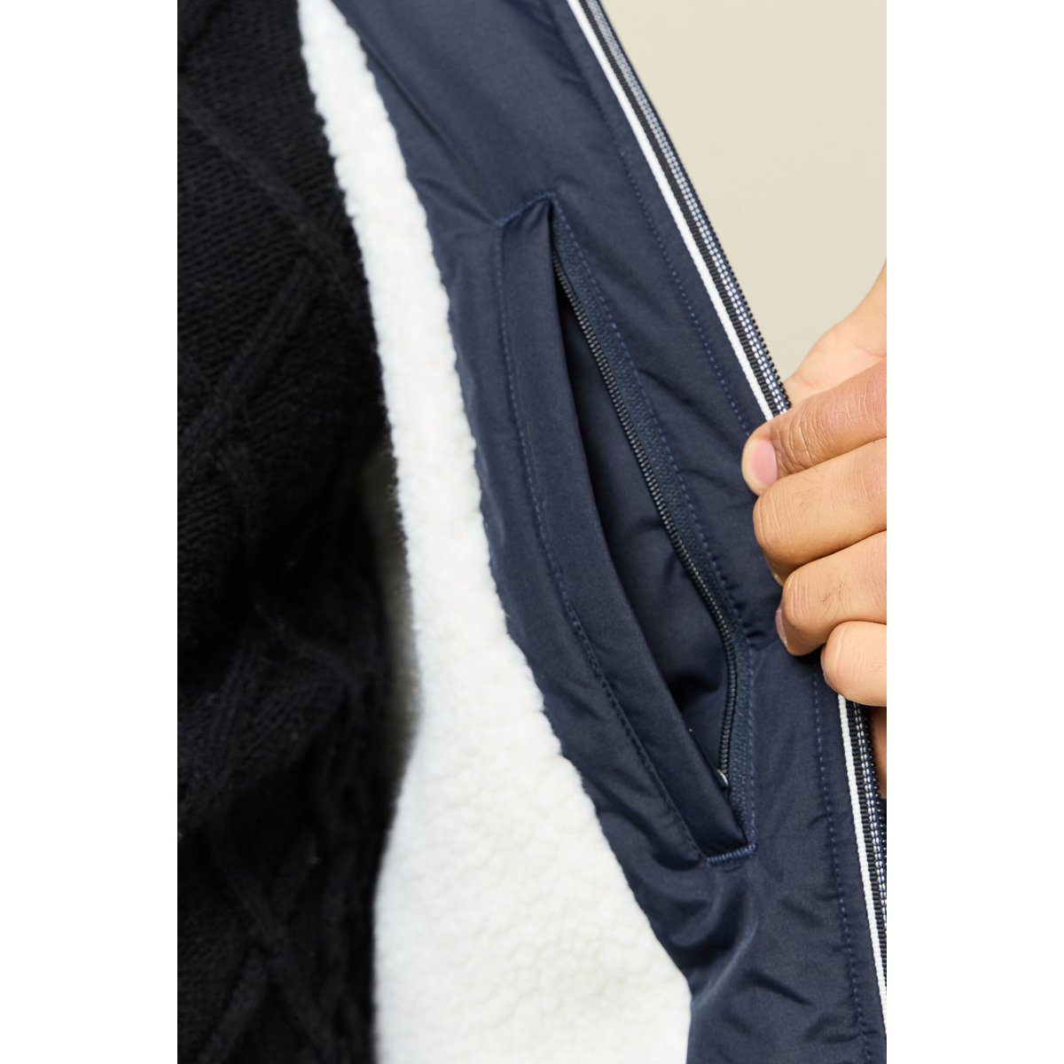 Parka courte droite effet polaire bleu marine, BONOBO