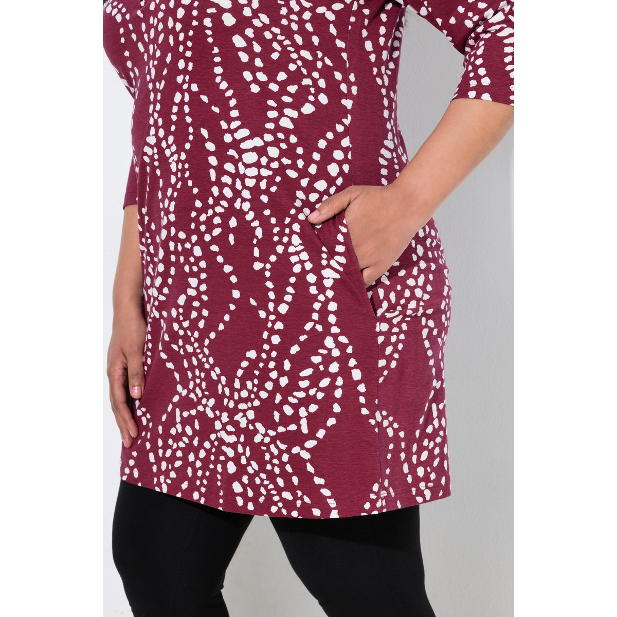 T-shirt long rouge vin foncé, ULLA POPKEN