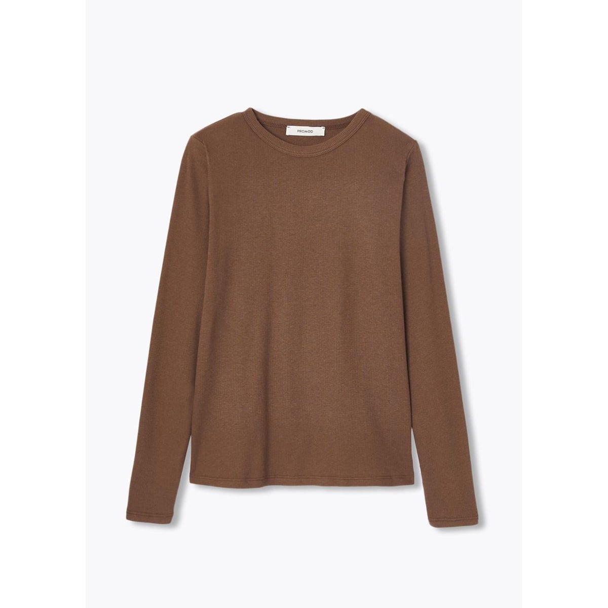 T-shirt côtelé manches longues caramel, PROMOD