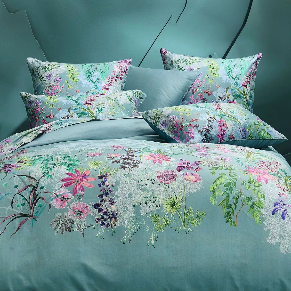 Lot de 2 taies satin de coton 90 fils OMBRES BOISEES givre, GARNIER THIEBAUT