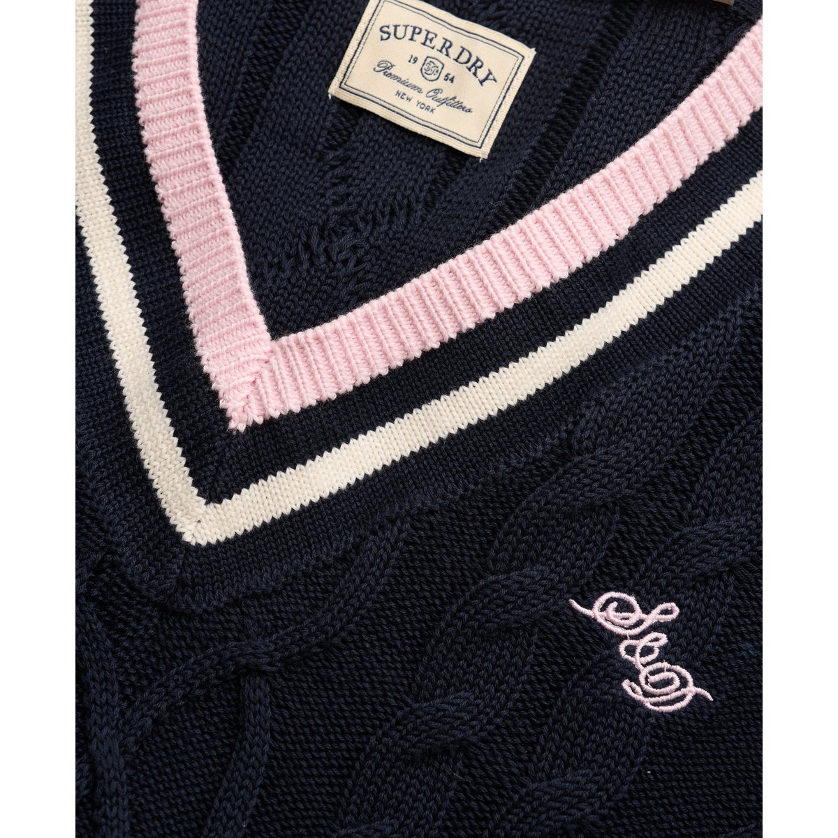 Pull Cricket léger coupe décontractée bleu marine éclipse, SUPERDRY