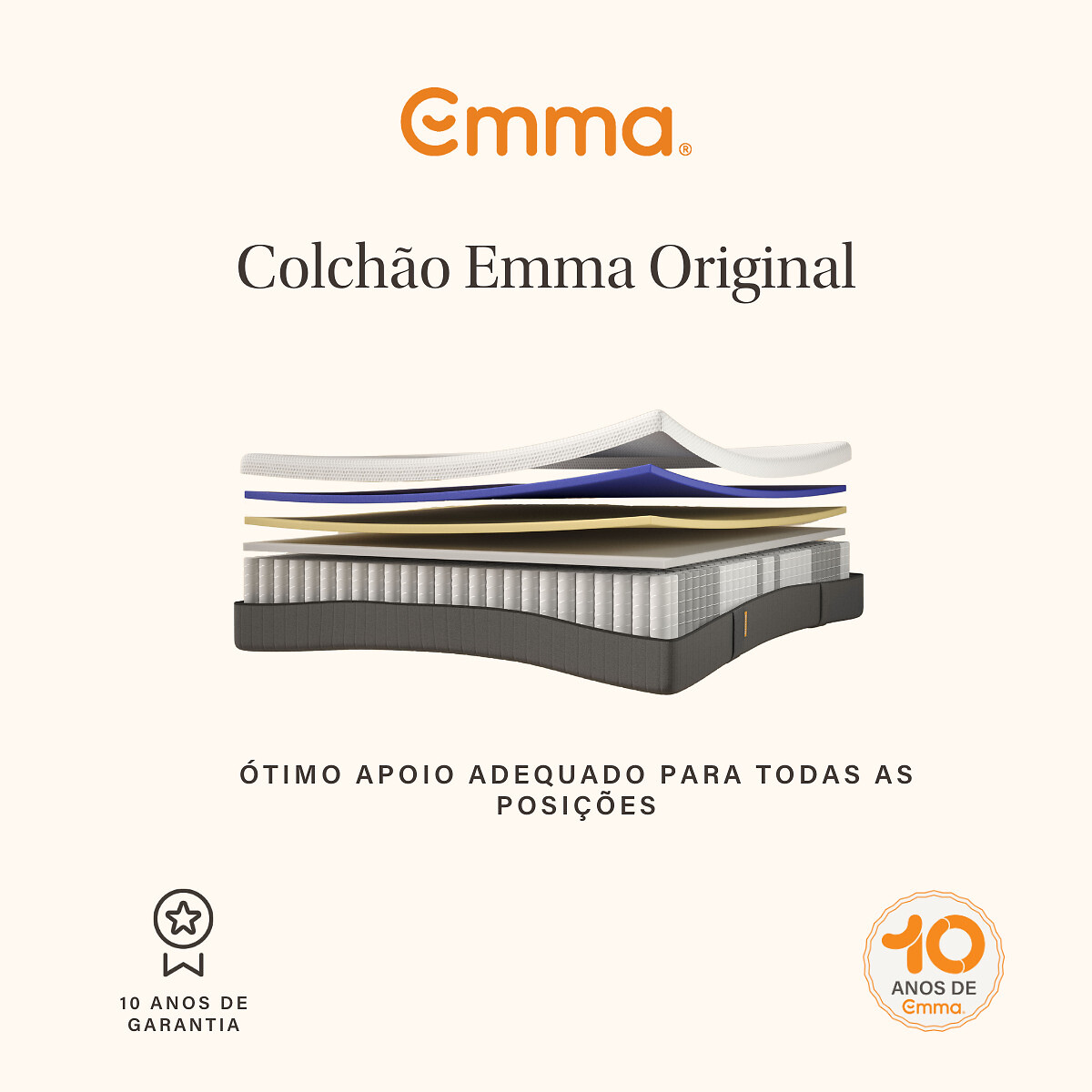 Colchão Emma Original, Emma branco, EMMA