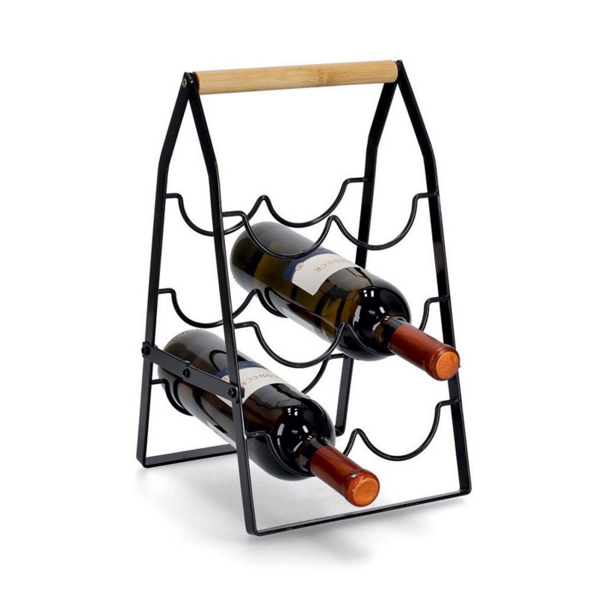 Casier à bouteilles de vin métal bois noir, ZELLER PRESENT
