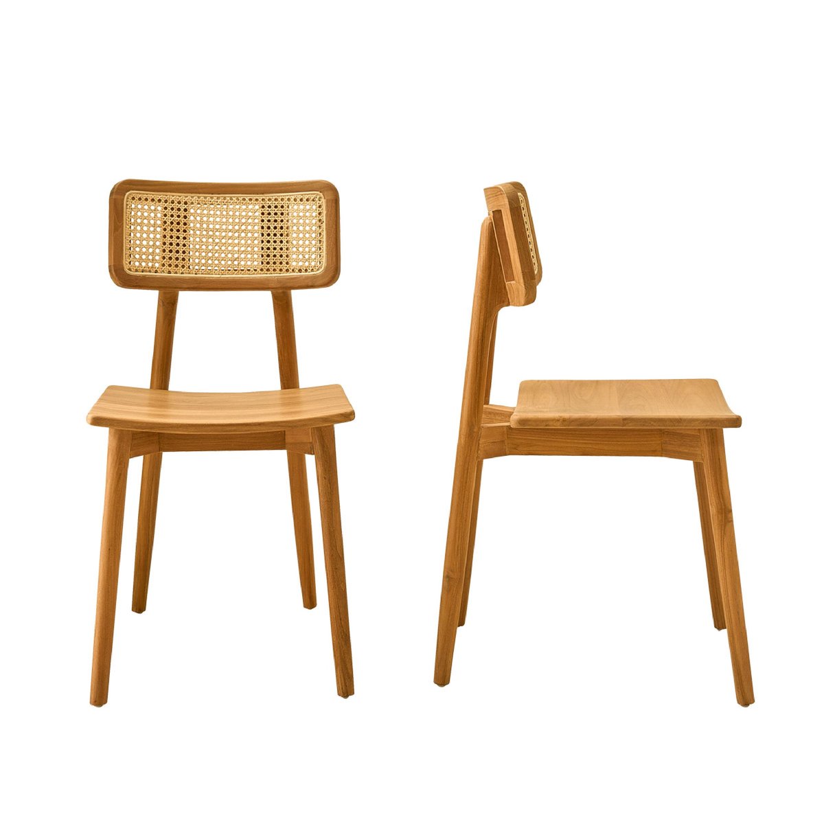 Lot de 2 chaises en teck massif et cannage  SIXTINE naturel, BERAH GETAH