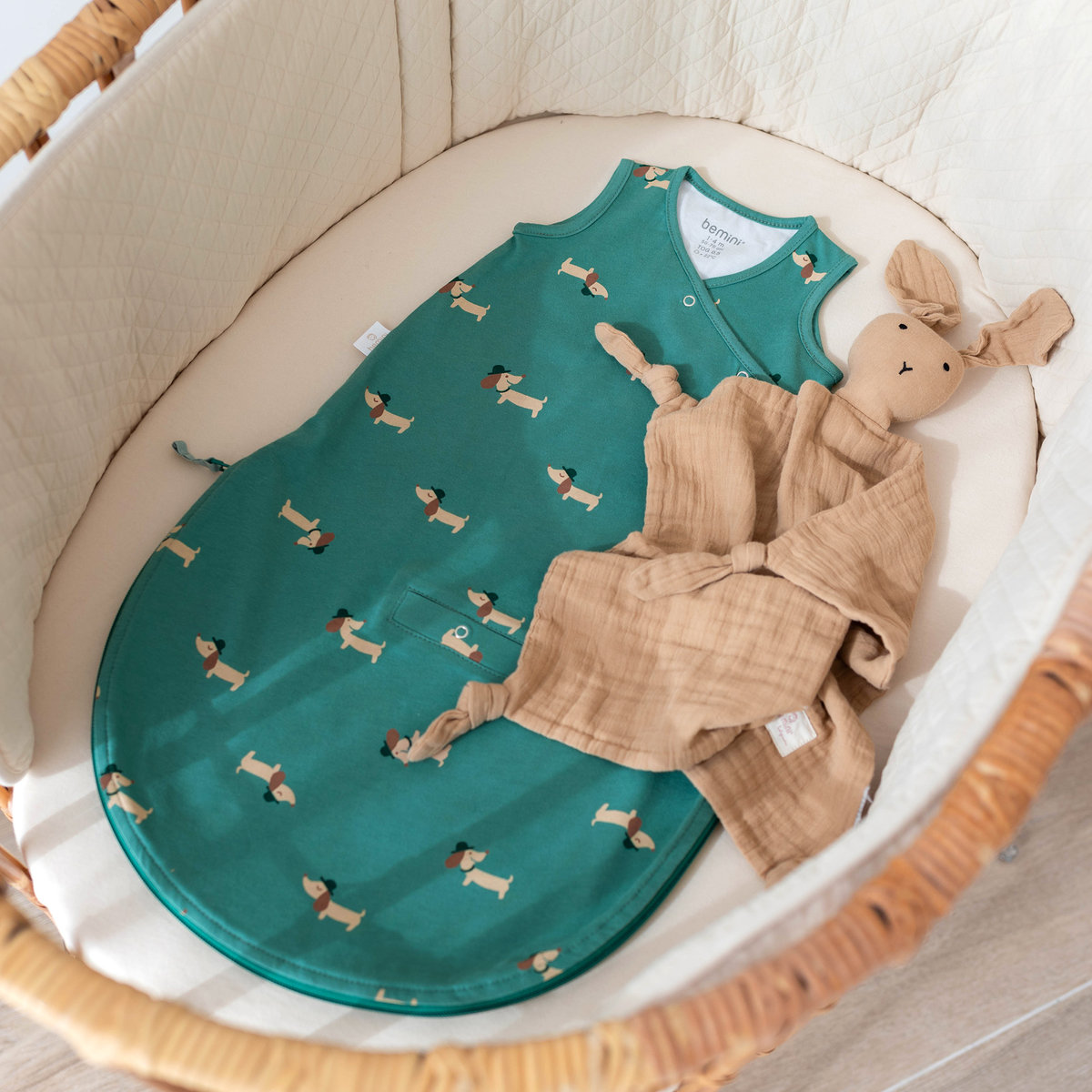 Gigoteuse sans manches été - TOG 0.5 Jersey d’été wouff spinach, BEMINI