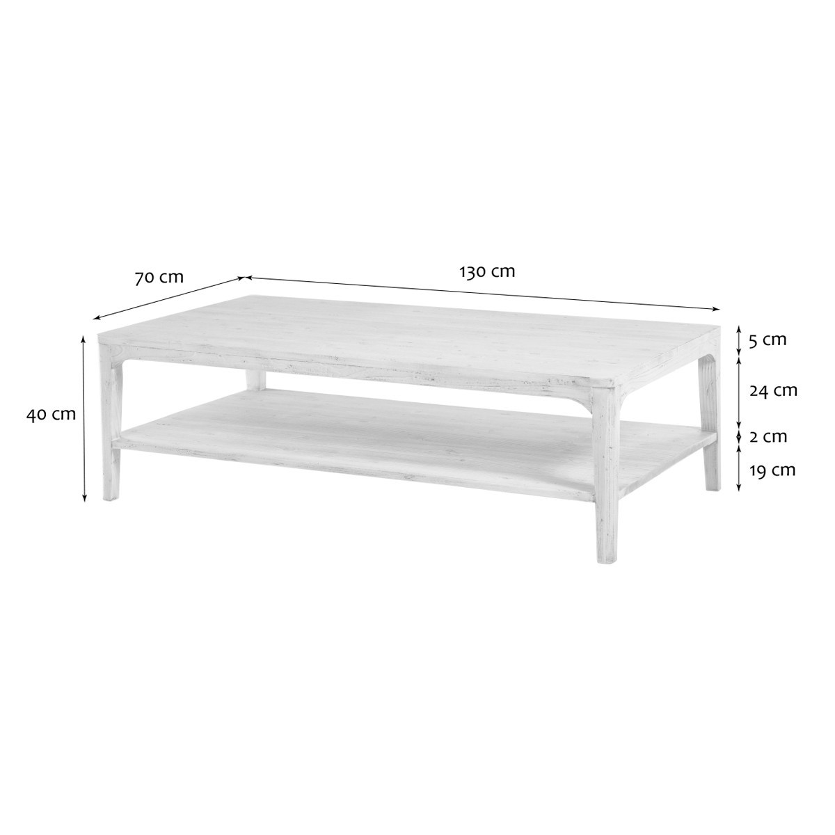 Table basse en pin massif - HENRI bois foncé, SIGNATURE