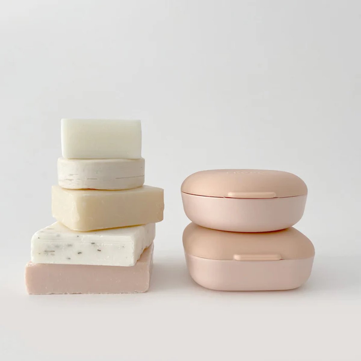 Boîte à savon de voyage ronde hermétique GO rose blush, EKOBO