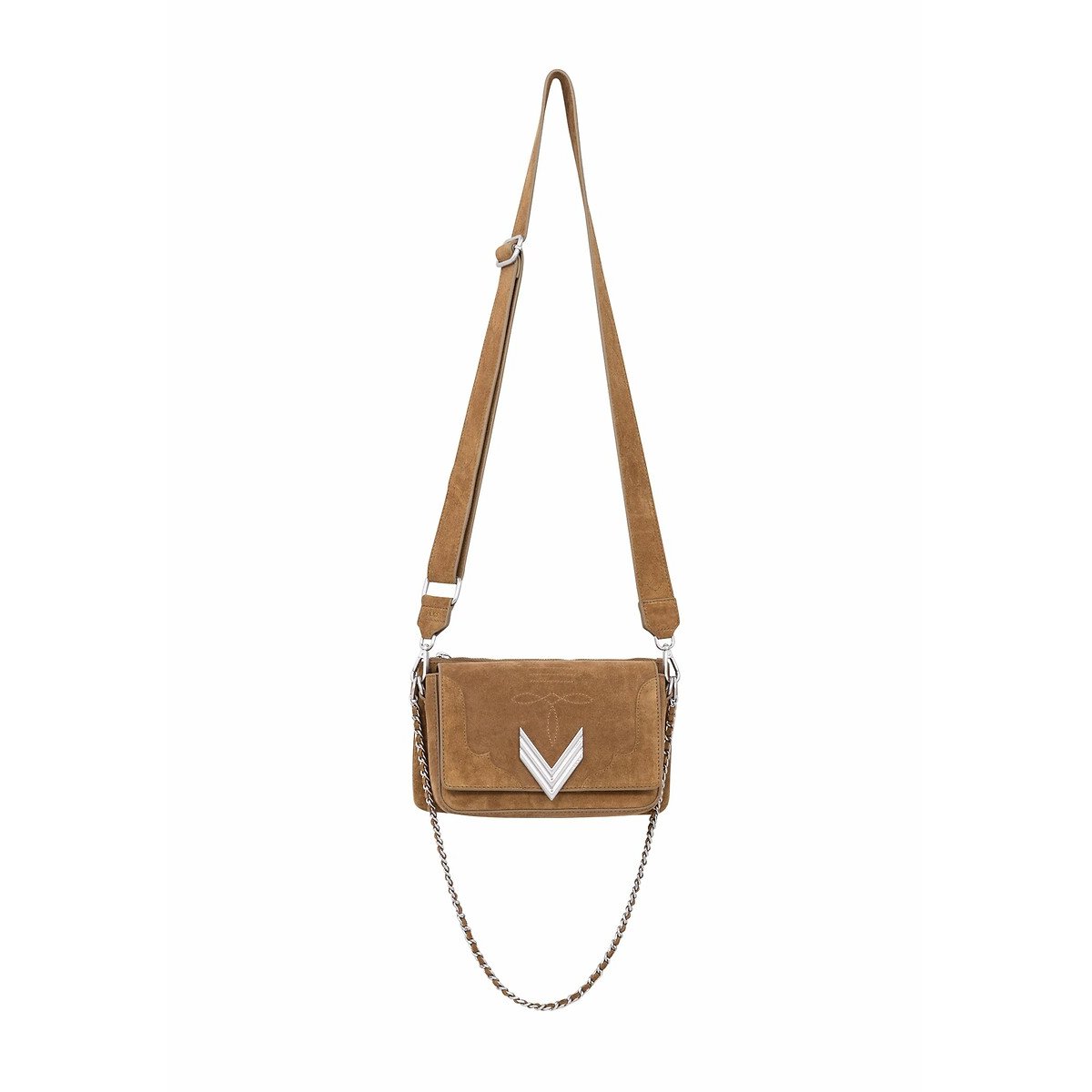 111 Western Shoulder Bag in Suede camel, IKKS