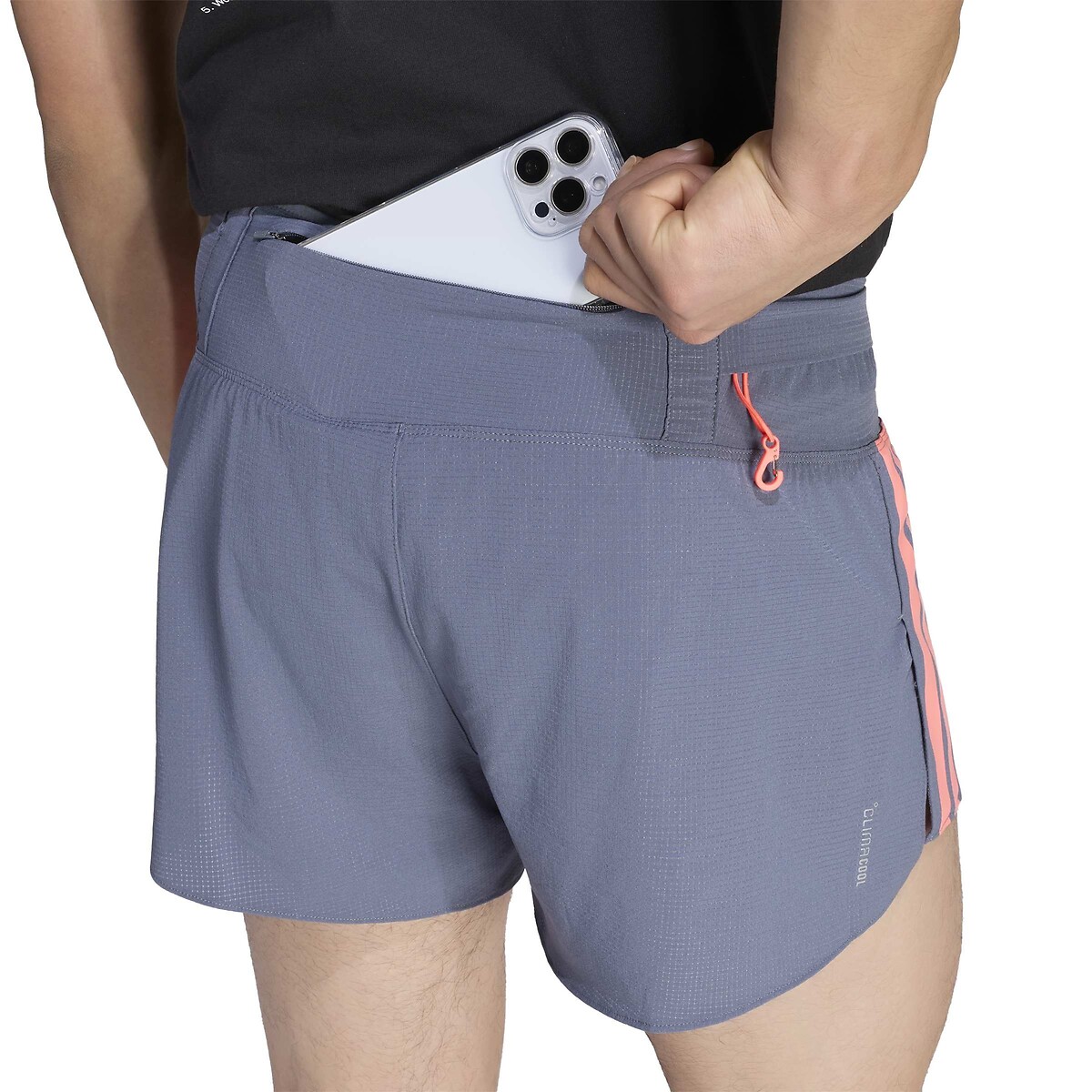Short de running, slim, ADIZERO gris/rouge, adidas Performance