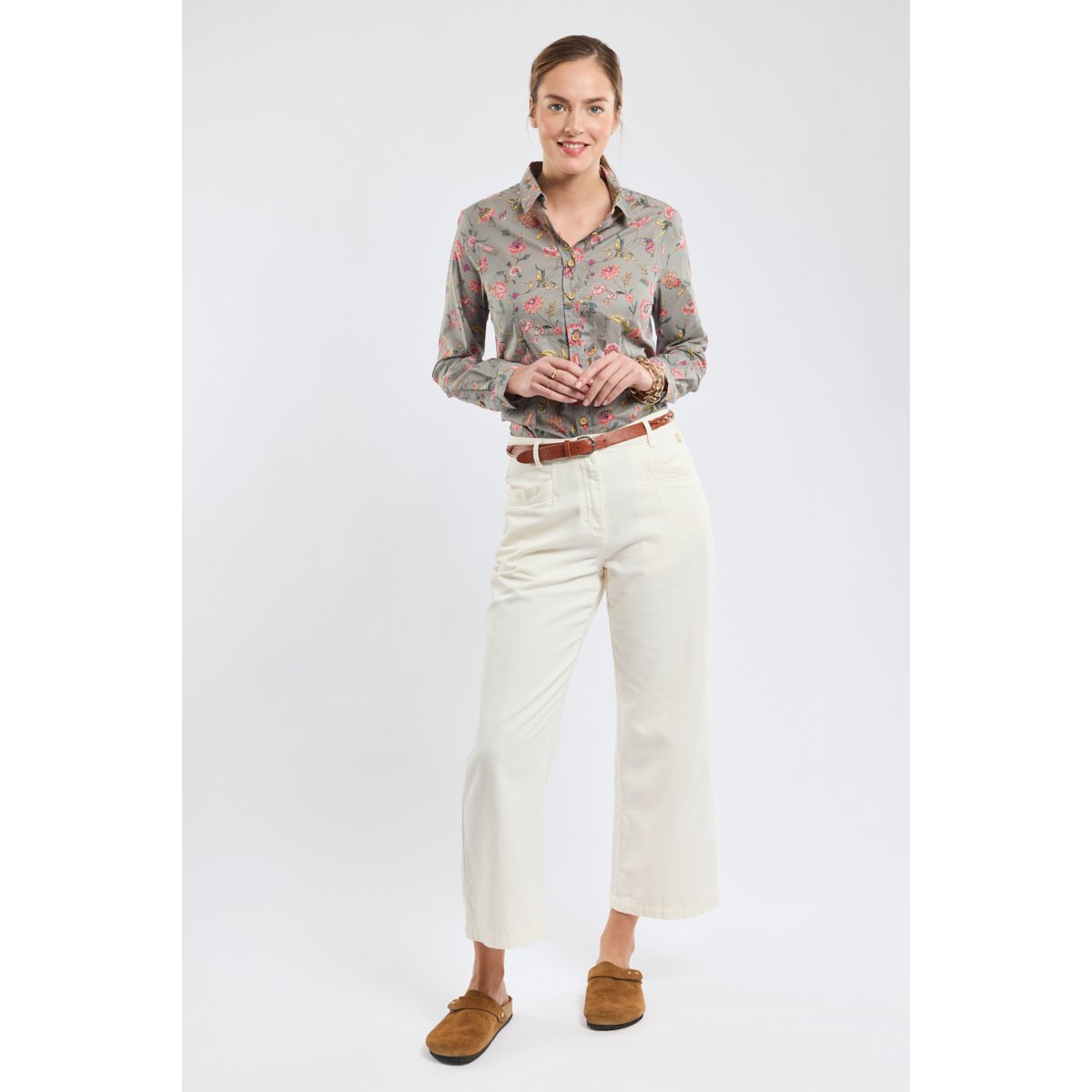 Chemisier fleuri en coton imprimé camélia, ARMOR-LUX