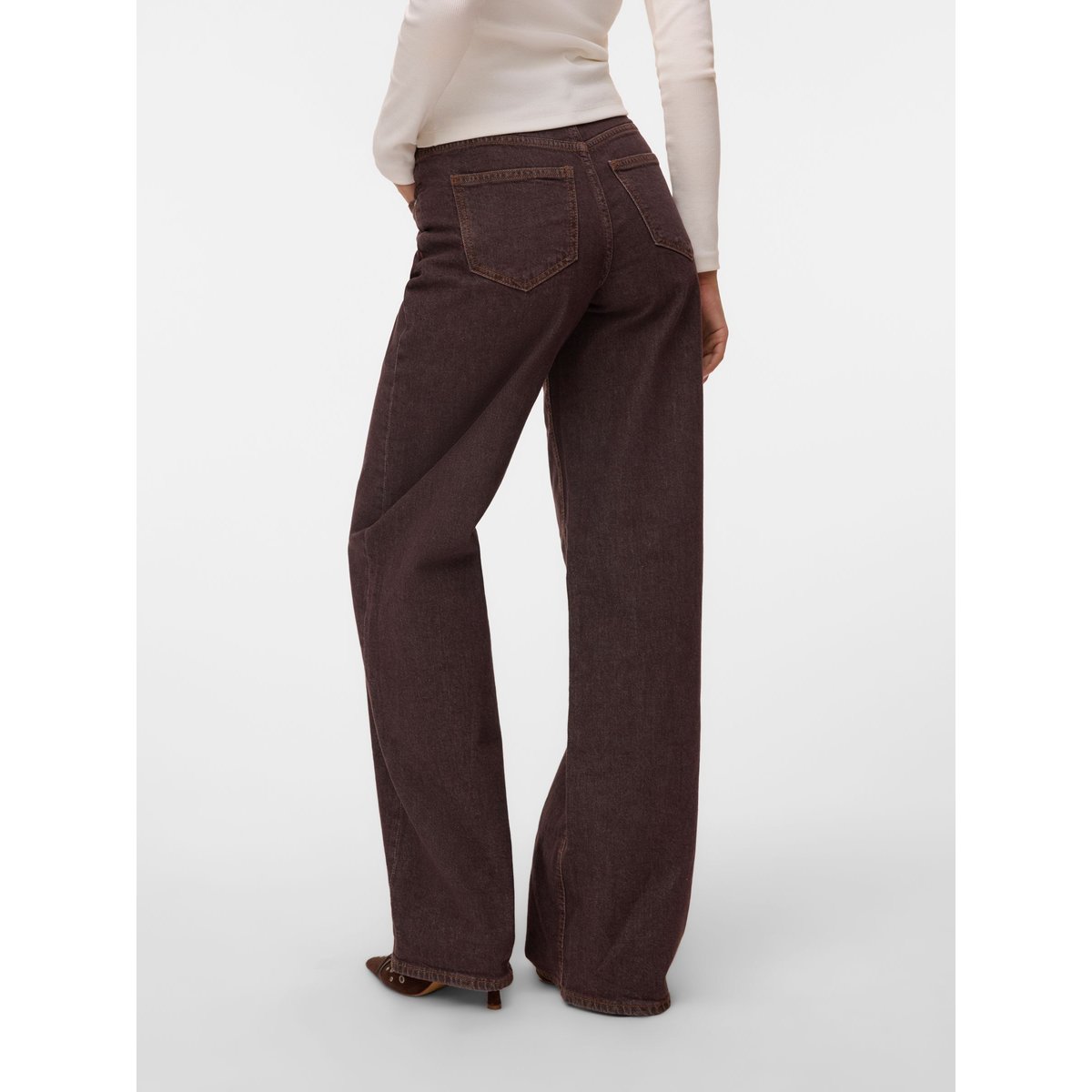 Jean À Coupe Large marron - brown denim, VERO MODA