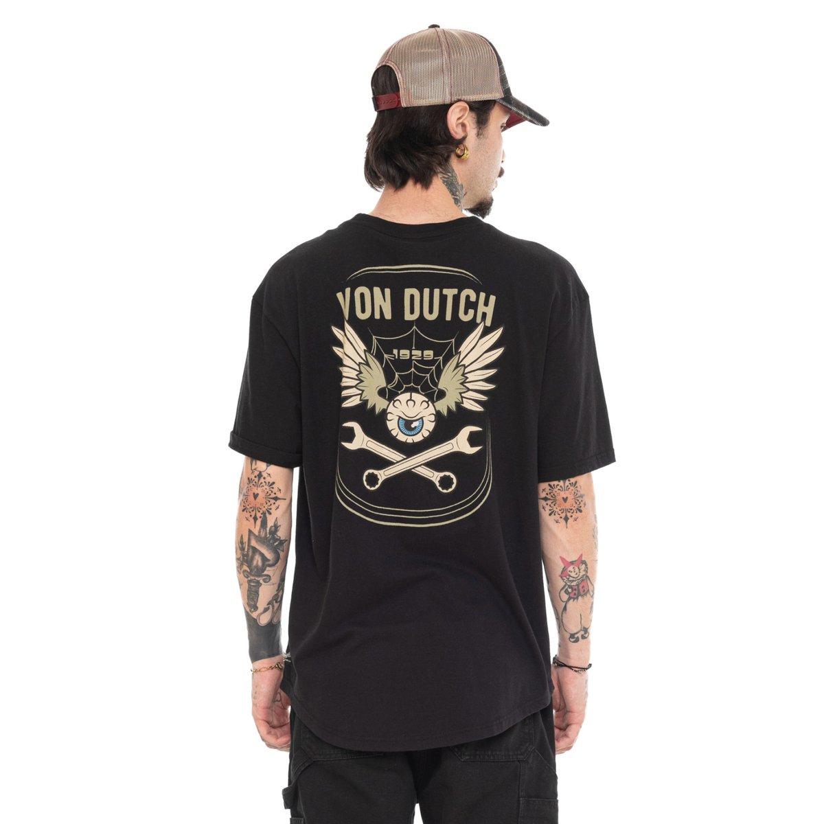 Tee shirt coton JACOB noir/vert/beige, VON DUTCH