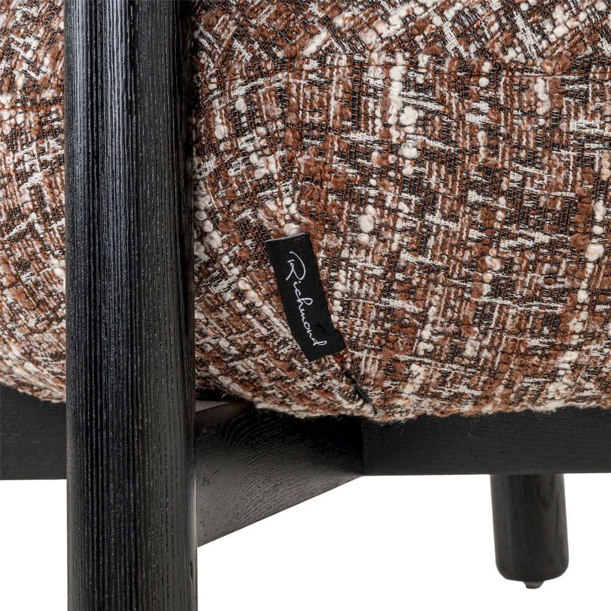 Fauteuil lounge en tissu, Forme organique noisette chiné marron blanc, RECOLLECTION