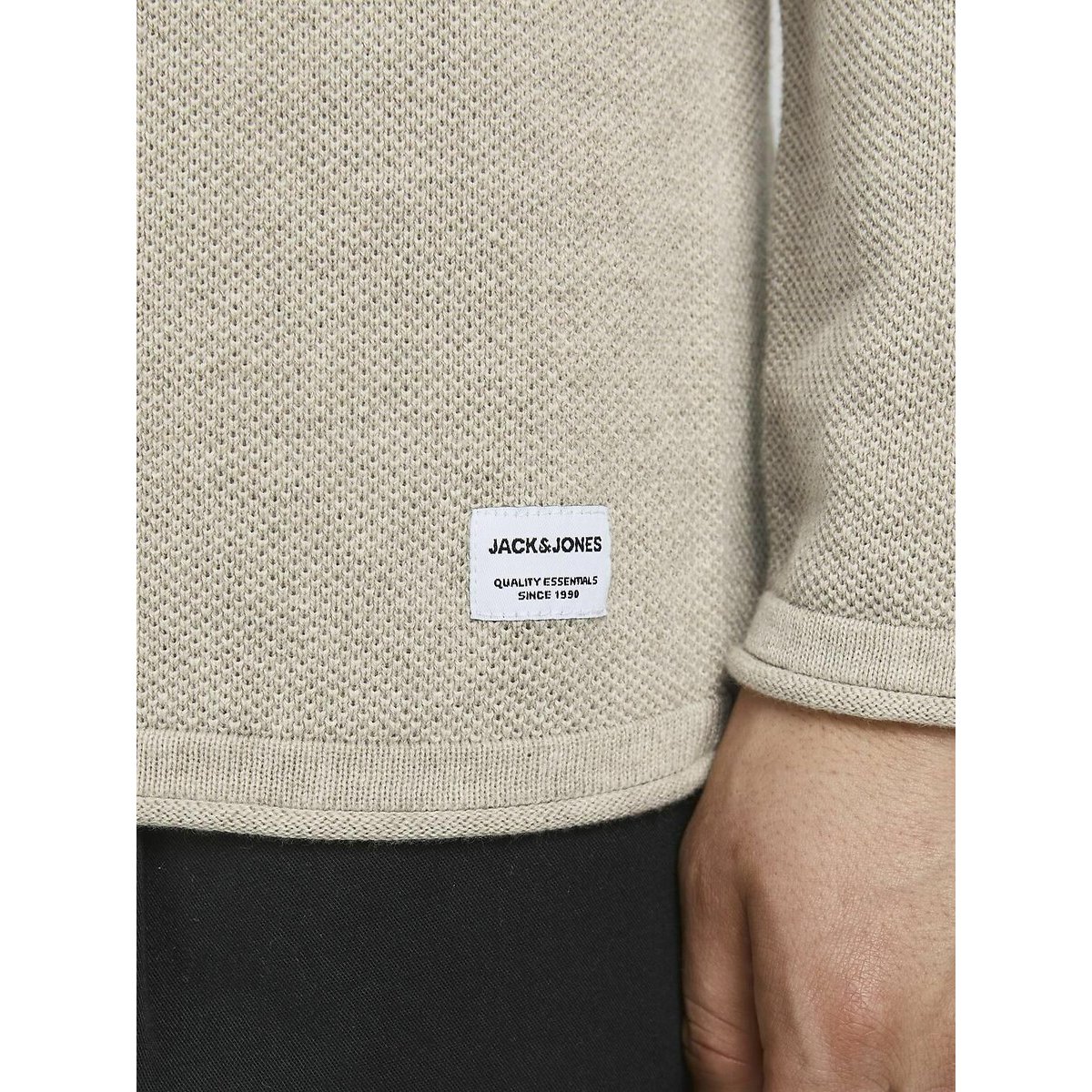 Pull léger col rond maille structurée beige, JACK & JONES