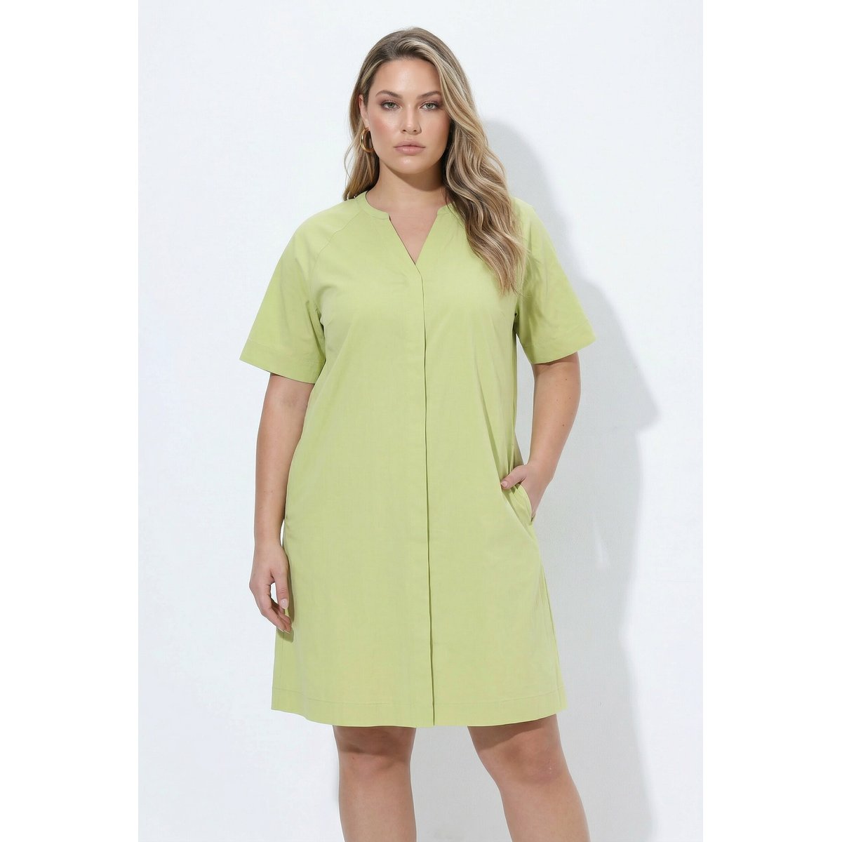 Robe en popeline pistache, ULLA POPKEN