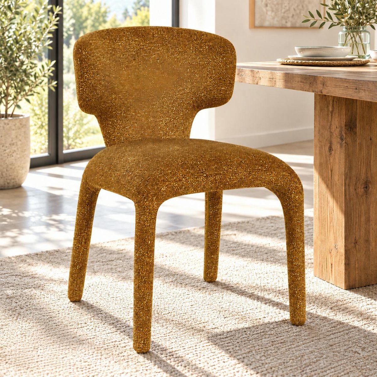 Chaise design en tissu (lot de 2) TULSA moutarde, PIER IMPORT