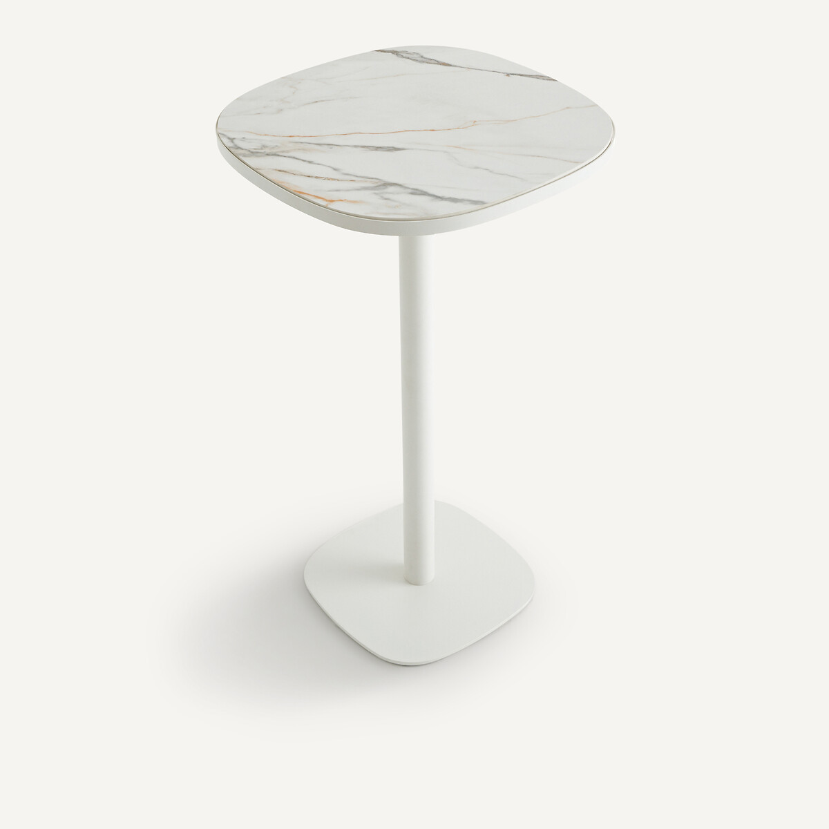 Table de bistrot haute, avec plateau en céramique blanche, 2 couverts, LIXFELD céramique blanche, AM.PM