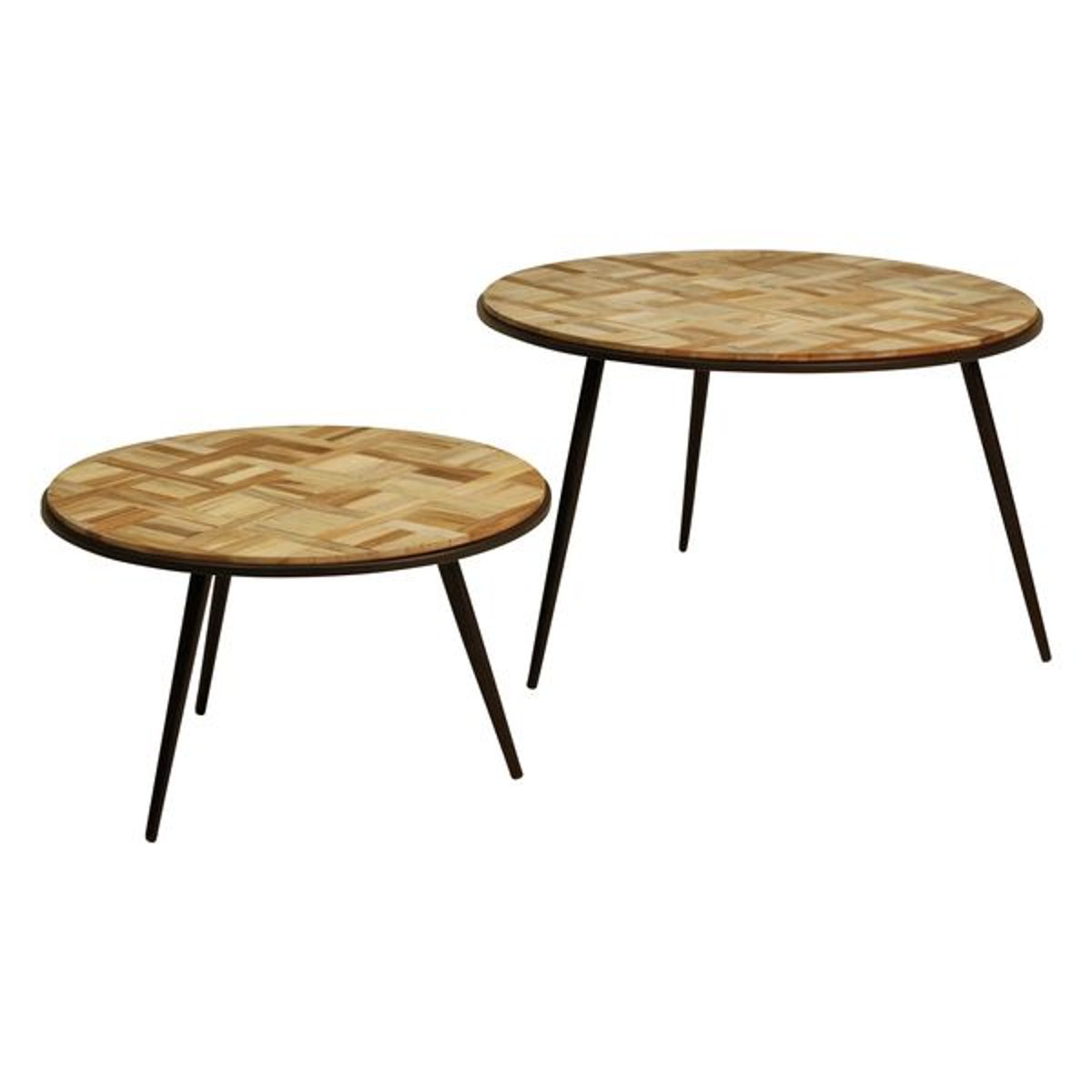 Table basse gigogne teck recyclé 74cm - Set de 2 naturel, ZAGO