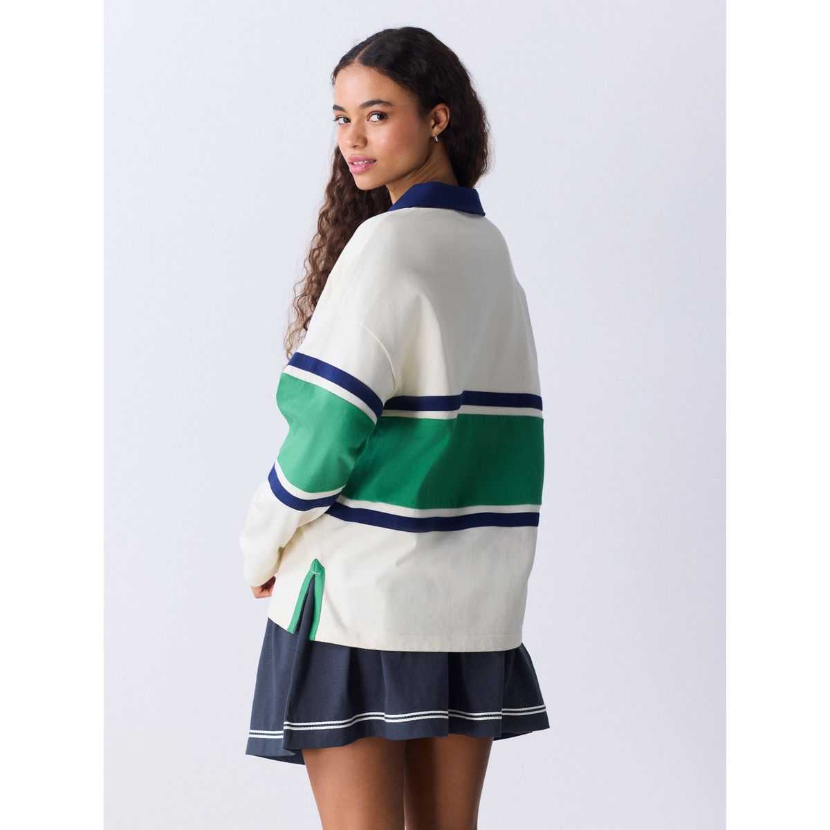 Chemise de rugby rayée snoopy sous licence crème écru, NEXT