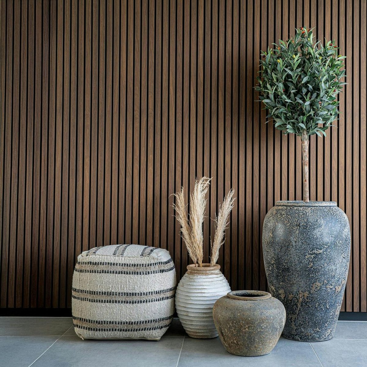Jarre décorative en terre cuite grise effet vieilli H 69 cm gris, PIER IMPORT