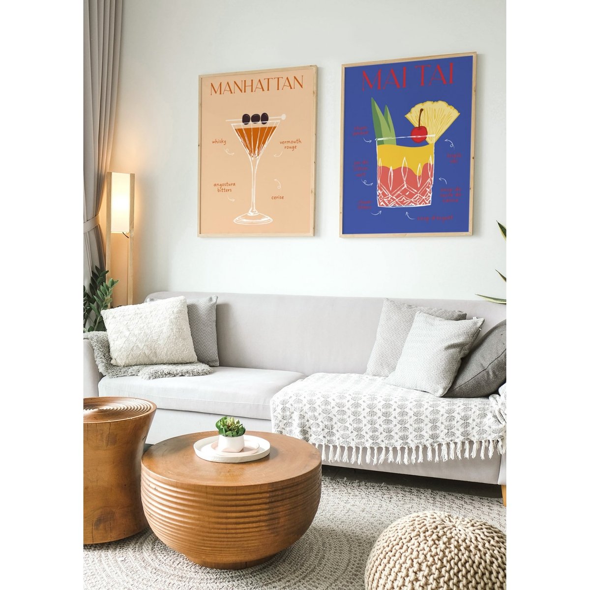Affiche Cocktail Mai Tai 2 blanc, L'AFFICHERIE