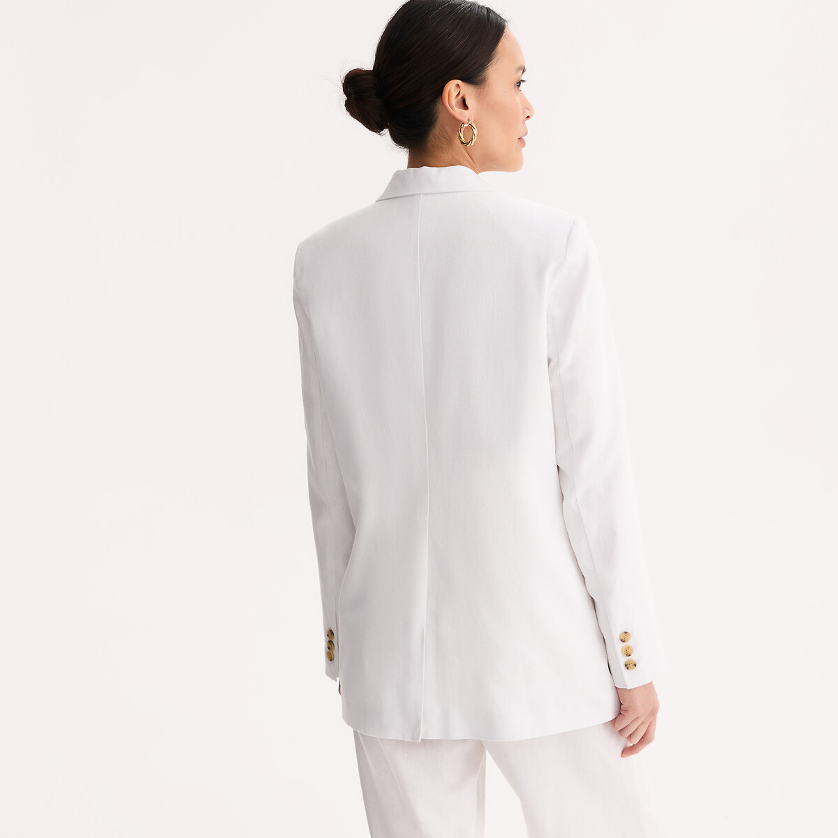 Gerader Blazer, Leinen-Mix weiss, ANNE WEYBURN