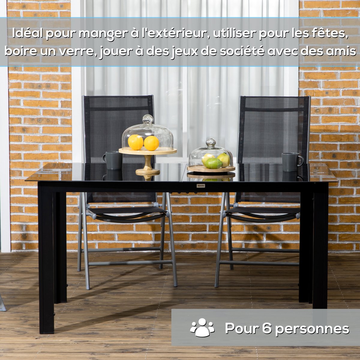 Table de jardin Aluminium Noir noir, OUTSUNNY