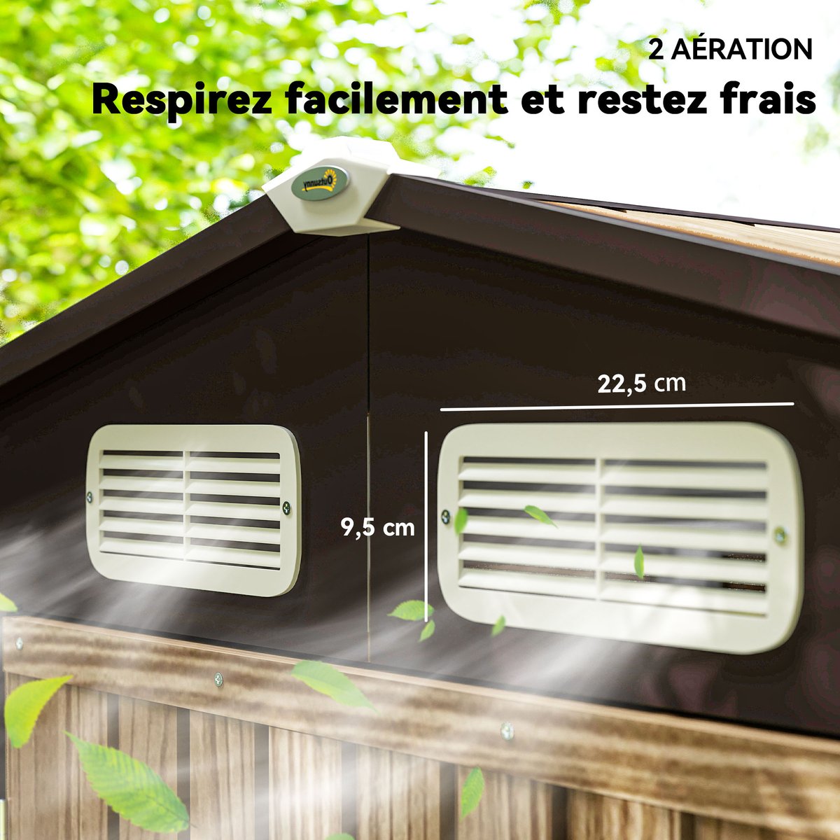 Abri de jardin Acier galvanisé Chêne marron, OUTSUNNY