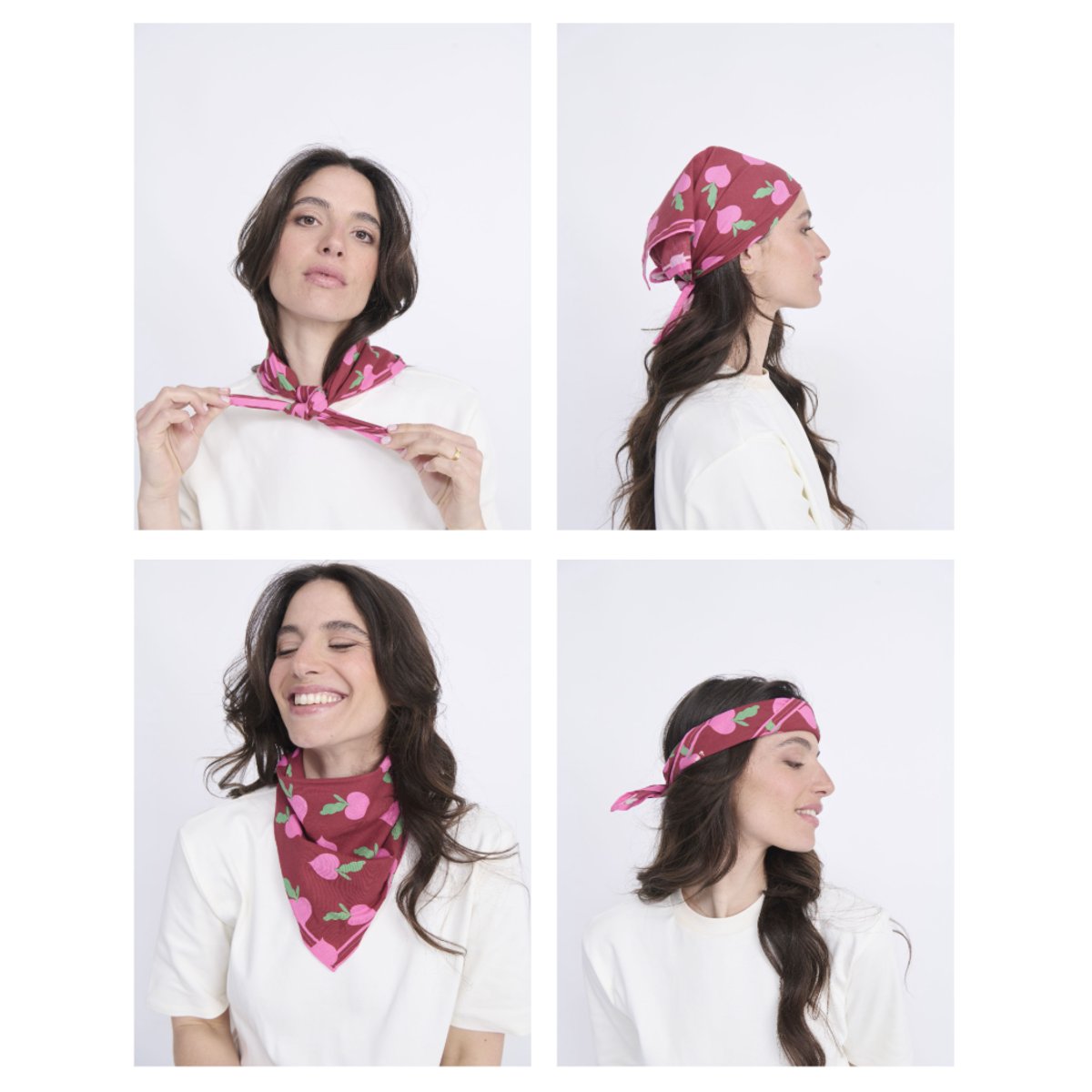 Bandana Radis love rouge bordeaux, EMOI EMOI