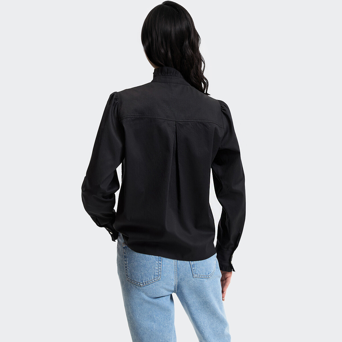 Blouse col victorien manches longues avec plastron noir, LA REDOUTE COLLECTIONS