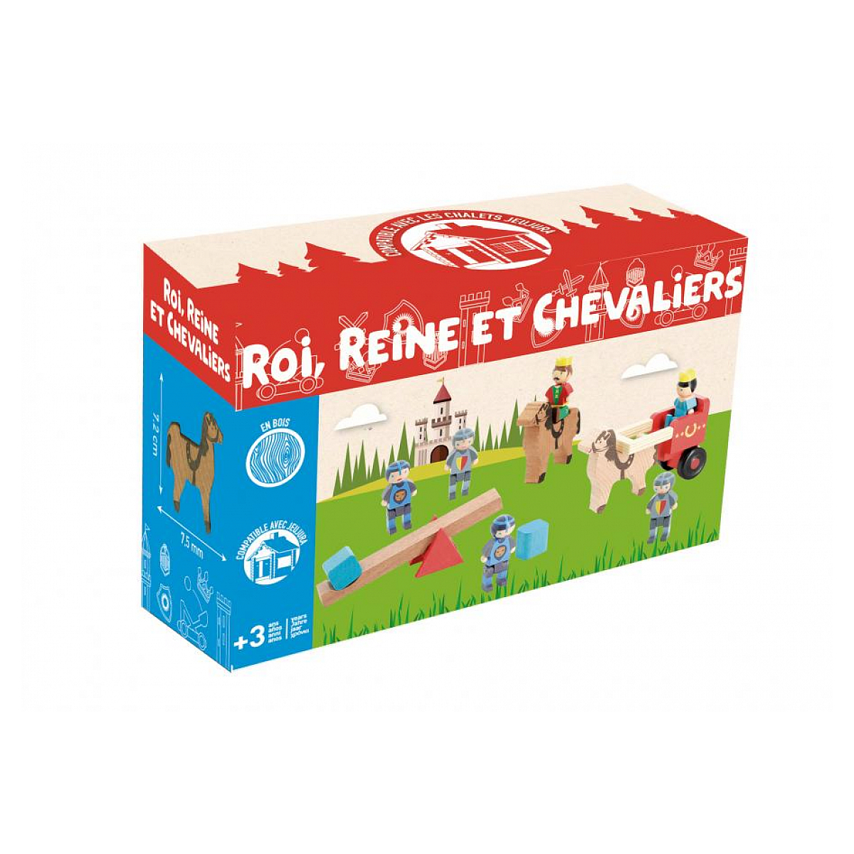 Roi, reine et chevaliers 13 pieces rouge, JEUJURA