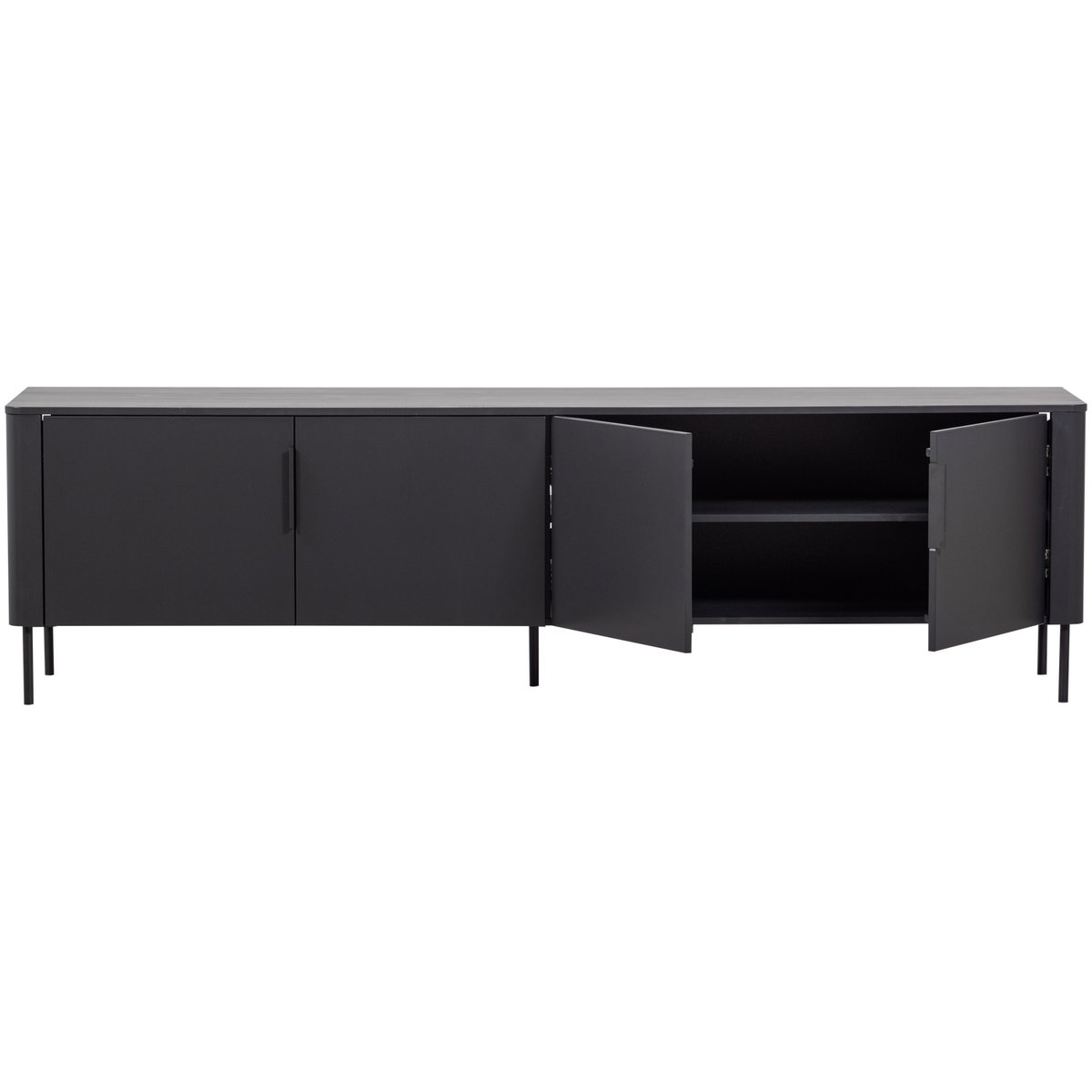 Meuble tv en pin 200 cm GUNNAR noir, WOOOD
