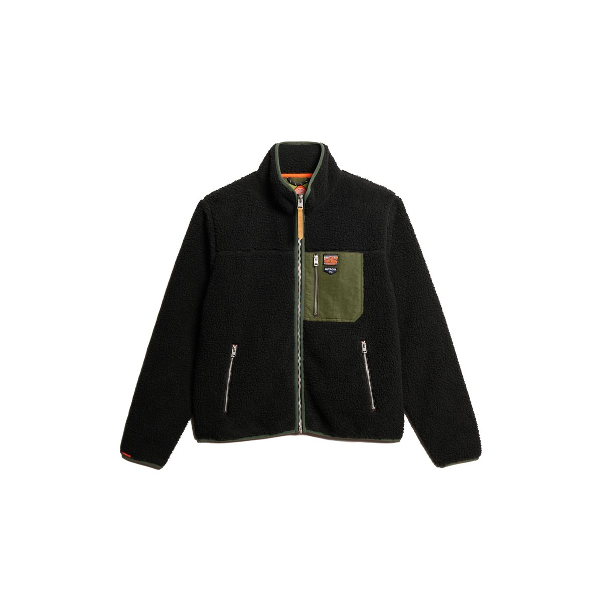 Polaire sherpa zippée avec poche noir, SUPERDRY