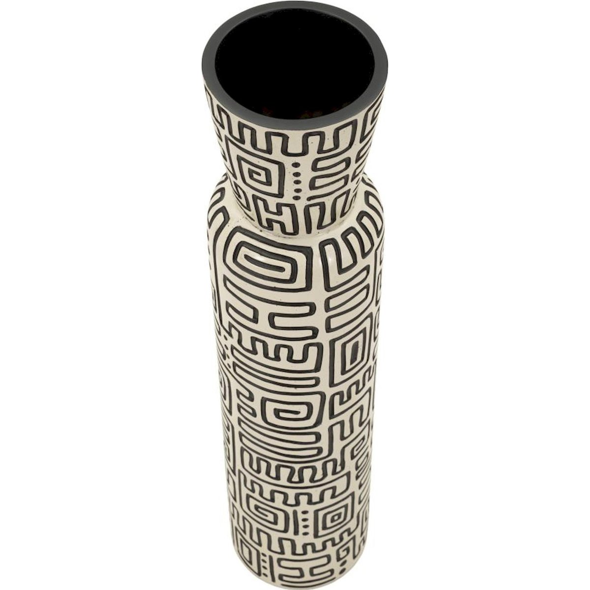 Vase haut motifs graphiques en relief MODERN blanc et noir, RECOLLECTION