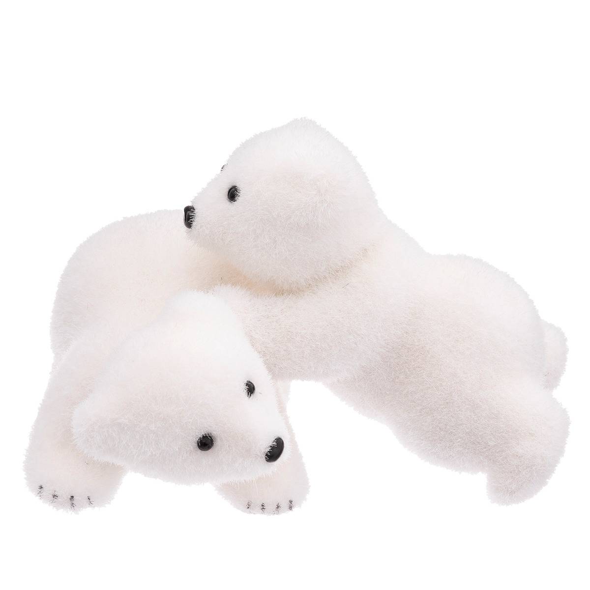 Polyfoam oursons qui jouent 16cm blanc, FEERIC LIGHTS & CHRISTMAS
