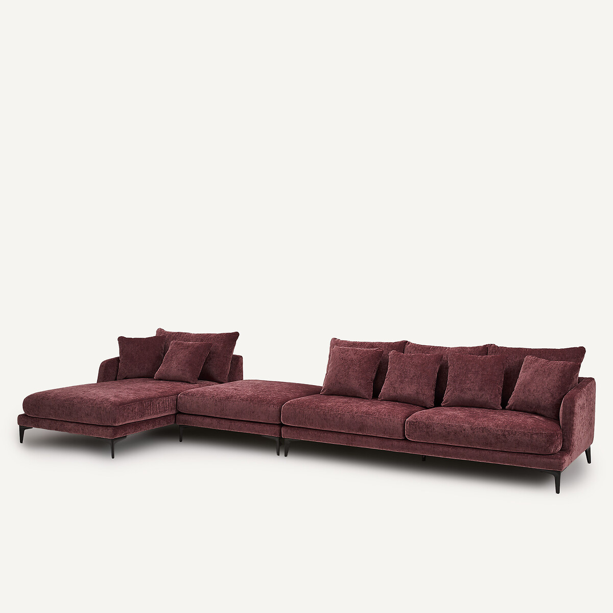 Poggiapiedi in misto velluto, MODERNISTE, design di Emmanuel Gallina prugna, AM.PM X EMMANUEL GALLINA