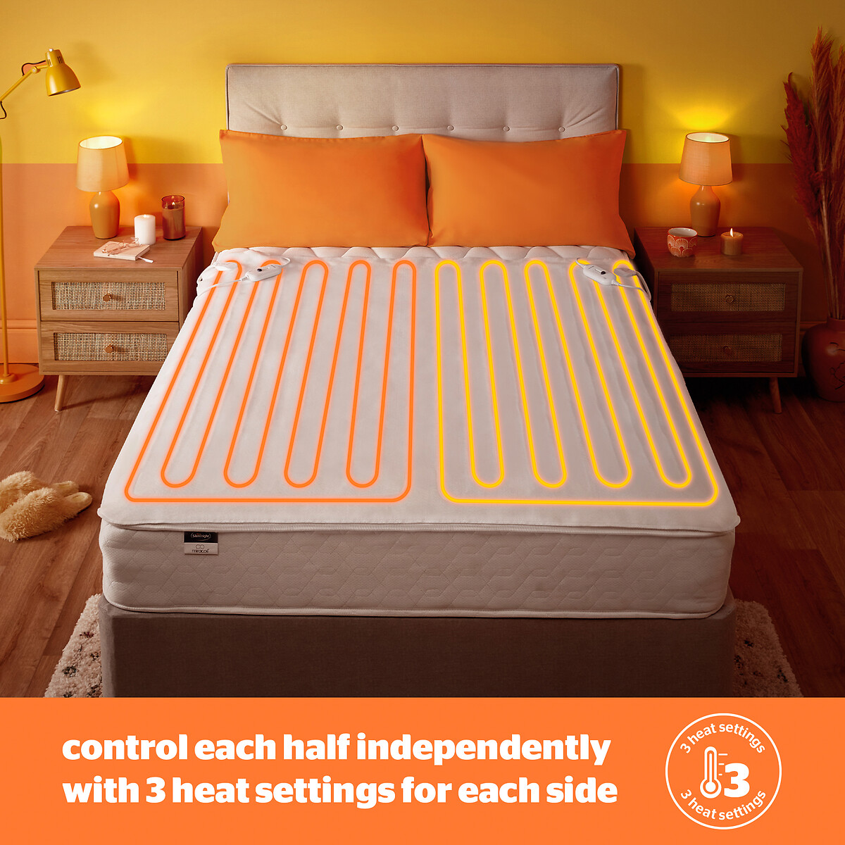 Double Yours and Mine Dual Control Electric Blanket white, SILENTNIGHT