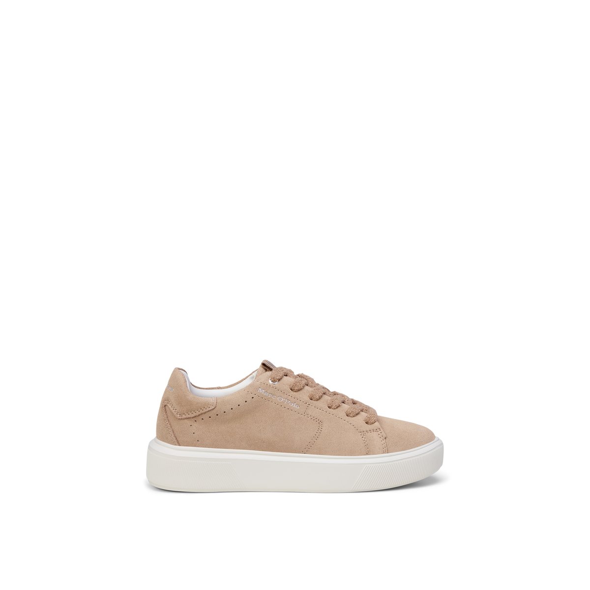 Baskets en cuir velours doux beige, MARC O'POLO